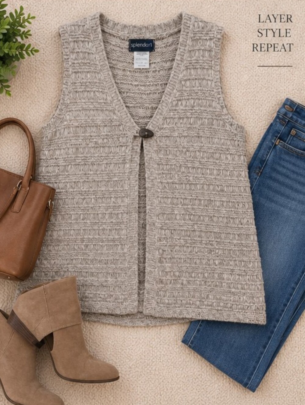 Splendor Textured Knit Sweater Vest XL Made in Canada